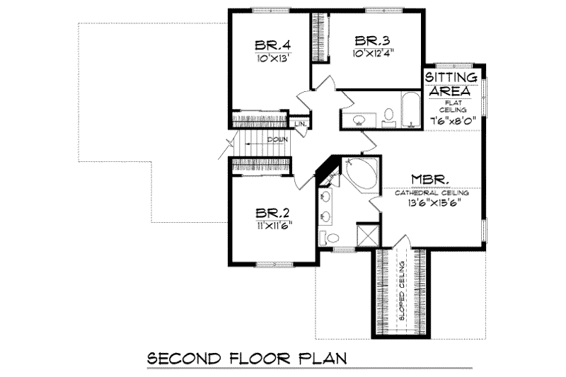 House Plan Design - Floor Plan - Upper Floor for Traditional House Plan #70-368 - 4 bed, 2.5 bath
