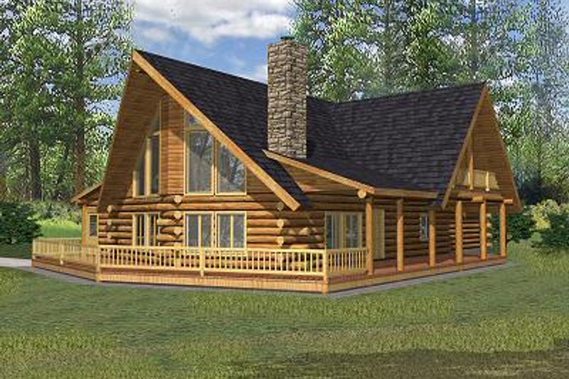 Architectural House Design - Log Exterior - Front Elevation Plan #117-503