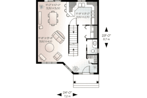 Floor Plan - Main Floor for Traditional House Plan #23-522 - 3 bed, 1.5 bath
