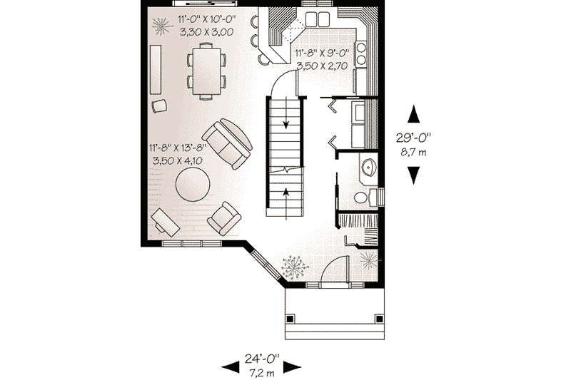 House Blueprint - Floor Plan - Main Floor for Traditional House Plan #23-522 - 3 bed, 1.5 bath