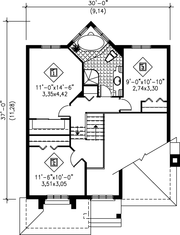 House Plan Design - European Floor Plan - Upper Floor Plan #25-2262