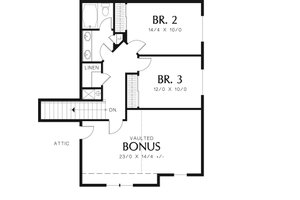 Floor Plan - Upper Floor for Craftsman House Plan #48-537 - 3 bed, 2.5 bath