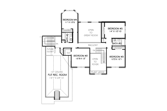 Floor Plan - Upper Floor for European House Plan #424-330 - 5 bed, 3.5 bath