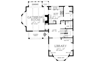 Floor Plan - Main Floor for Farmhouse House Plan #72-328 - 2 bed, 2.5 bath