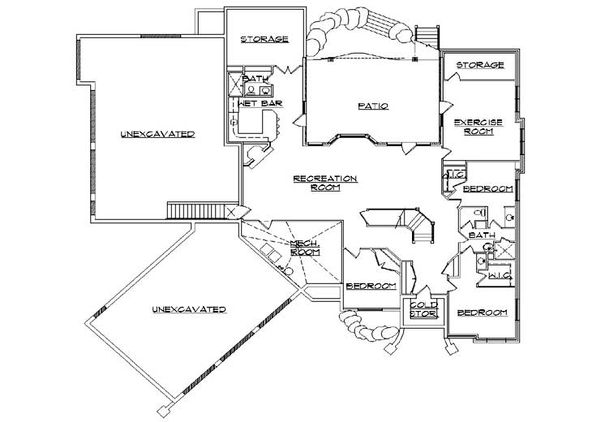 House Plan Design - European Floor Plan - Lower Floor Plan #5-427