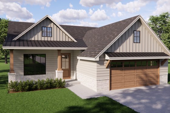 Exterior - Front Elevation 3 for Farmhouse House Plan #1119-9 - 3 bed, 2 bath