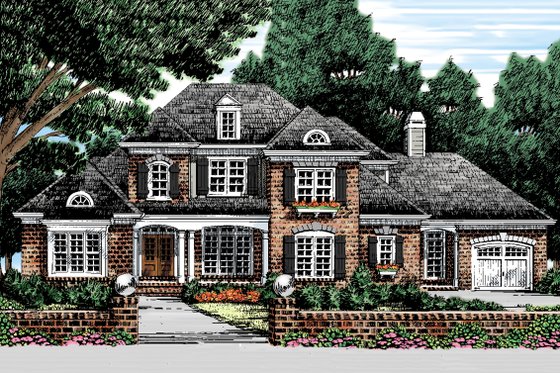 Exterior - Front Elevation 4 for Traditional House Plan #927-11 - 5 bed, 4.5 bath