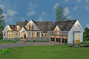 Exterior - Front Elevation 3 for Craftsman House Plan #119-367 - 3 bed, 3.5 bath