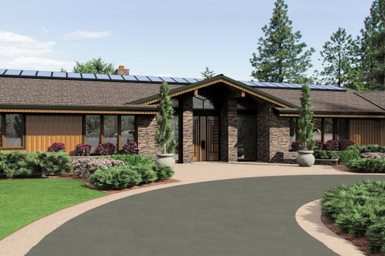 Ranch style, Craftsman detailed home, front elevation