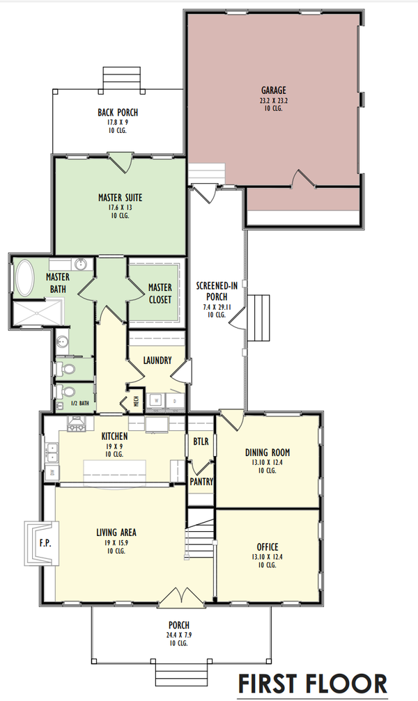 Southern Floor Plan - Main Floor Plan #1092-58