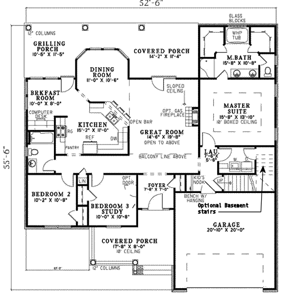 Country Floor Plan - Main Floor Plan #17-1165