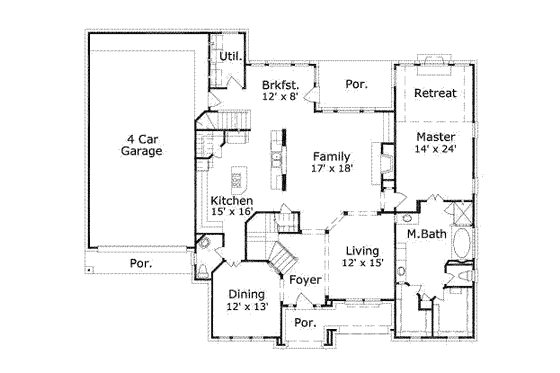 Floor Plan - Main Floor for Traditional House Plan #411-127 - 6 bed, 3.5 bath