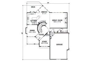 Floor Plan - Main Floor for European House Plan #67-562 - 4 bed, 3.5 bath
