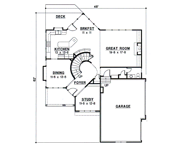 European Floor Plan - Main Floor Plan #67-562