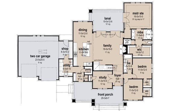 Floor Plan - Main Floor for Cottage House Plan #120-289 - 3 bed, 2 bath