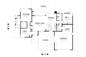 Floor Plan - Main Floor for Modern House Plan #48-505 - 2 bed, 2 bath