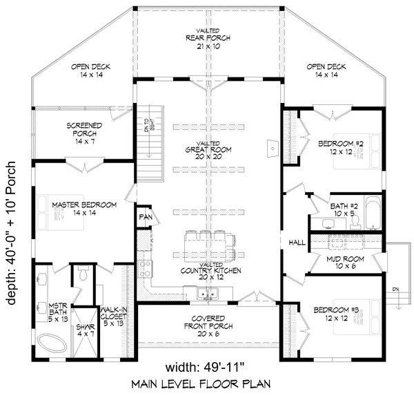 House Blueprint - Country Floor Plan - Main Floor Plan #932-1350