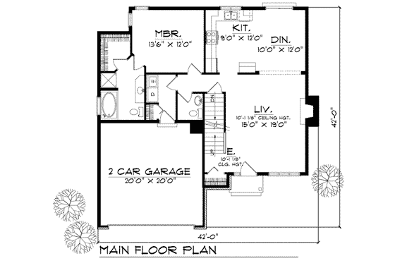 Floor Plan - Main Floor for Traditional House Plan #70-170 - 4 bed, 2.5 bath