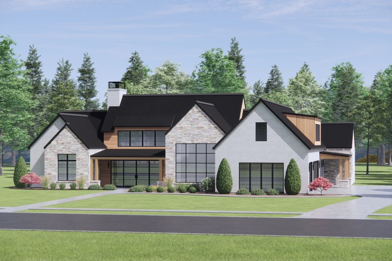 House Plan Design - Exterior - Front Elevation 5 for Modern House Plan #1096-42 - 4 bed, 3 bath