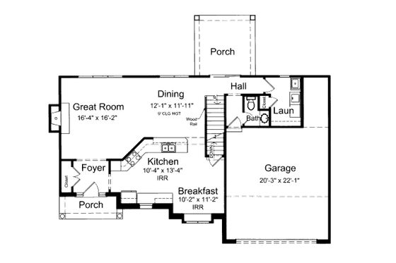 Floor Plan - Main Floor for Country House Plan #46-447 - 4 bed, 2.5 bath