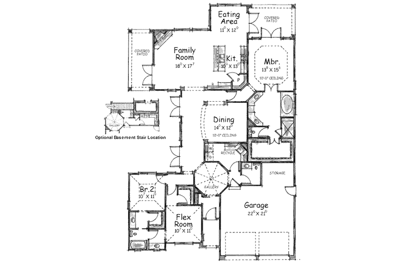 Dream House Plan - Floor Plan - Main Floor for European House Plan #20-1412 - 3 bed, 2.5 bath