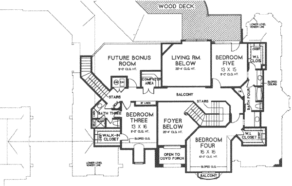 European Floor Plan - Upper Floor Plan #310-353