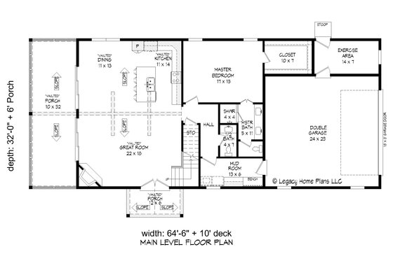 Floor Plan - Main Floor for Cabin House Plan #932-604 - 3 bed, 2.5 bath