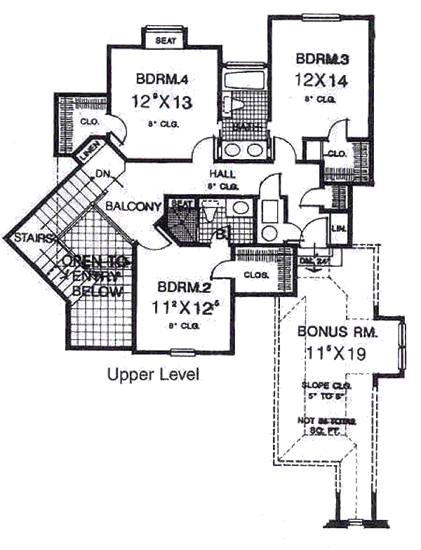 Architectural House Design - European Floor Plan - Upper Floor Plan #310-880