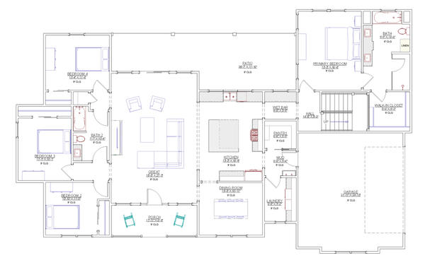 Floor Plan - Main Floor for Farmhouse House Plan #1109-31 - 4 bed, 2 bath