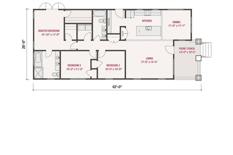 House Design - Floor Plan - Main Floor for Craftsman House Plan #461-55 - 3 bed, 2 bath