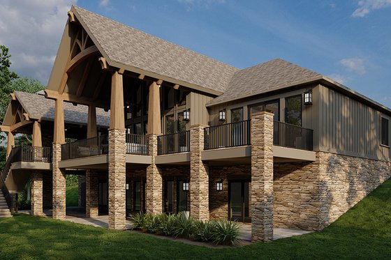 Exterior - Rear Elevation 1 for Craftsman House Plan #923-43 - 4 bed, 4.5 bath