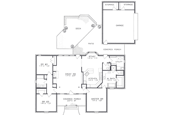 Floor Plan - Main Floor for Traditional House Plan #8-103 - 3 bed, 2.5 bath