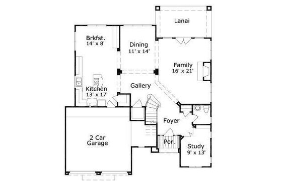 Floor Plan - Main Floor for European House Plan #411-351 - 3 bed, 4.5 bath