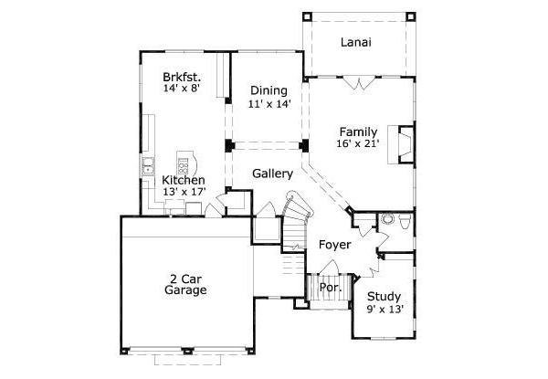 Floor Plan - Main Floor for European House Plan #411-351 - 3 bed, 4.5 bath