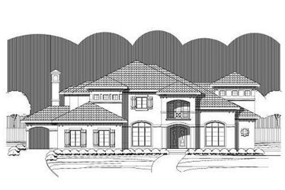 Exterior - Front Elevation for European House Plan #411-785 - 4 bed, 4.5 bath