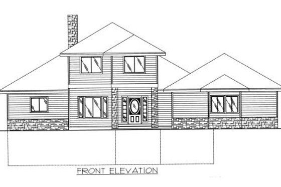 Exterior - Rear Elevation for Modern House Plan #117-384 - 3 bed, 3.5 bath