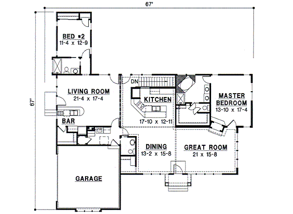 Modern Floor Plan - Main Floor Plan #67-344