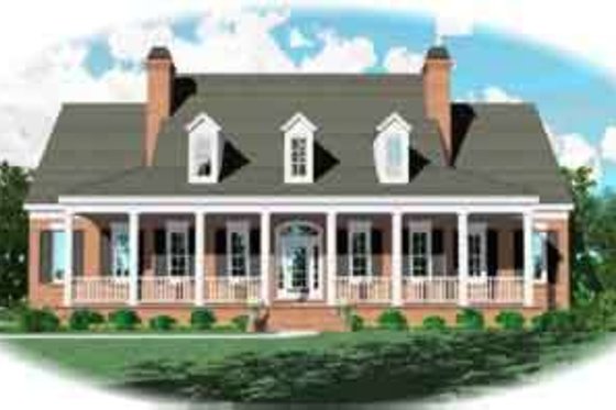 Exterior - Front Elevation for Colonial House Plan #81-634 - 4 bed, 4 bath