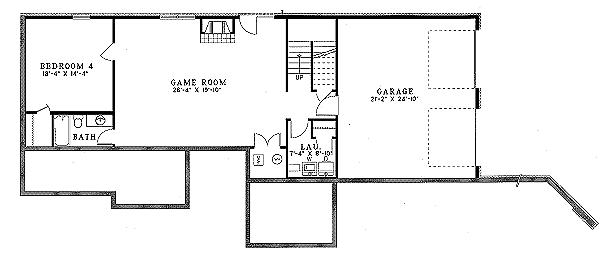 Ranch Floor Plan - Lower Floor Plan #17-1047