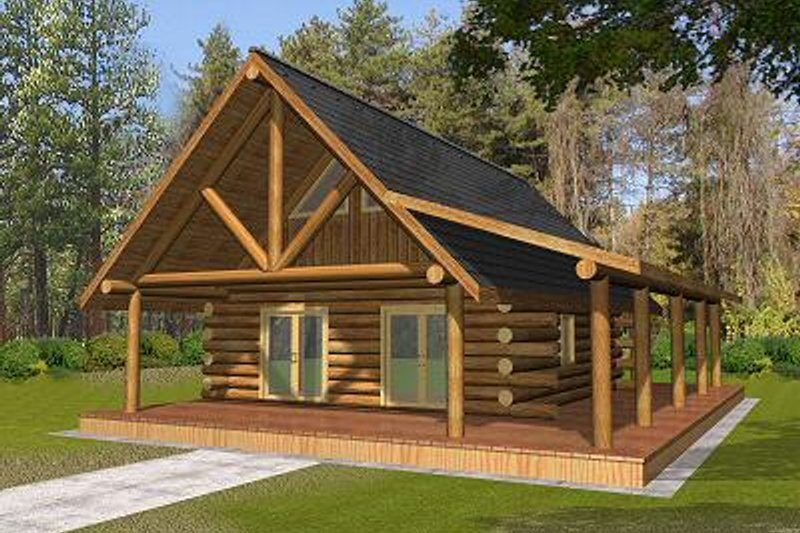 House Design - Log Exterior - Front Elevation Plan #117-505