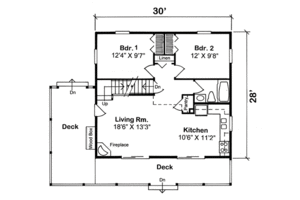 Floor Plan - Main Floor for Cabin House Plan #312-877 - 2 bed, 1 bath