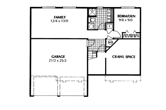 Floor Plan - Lower Floor for Traditional House Plan #87-301 - 4 bed, 3 bath