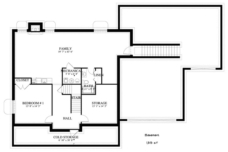Dream House Plan - Floor Plan - Lower Floor for Traditional House Plan #1060-8 - 5 bed, 4 bath