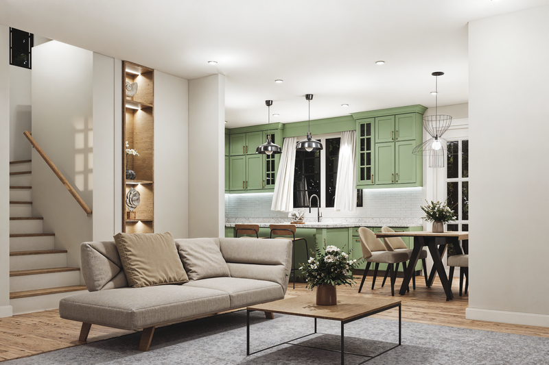 House Design - Interior - Family Room for Farmhouse House Plan #54-674 - 5 bed, 3 bath