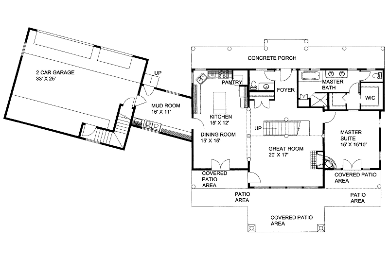 Architectural House Design - Floor Plan - Main Floor for Traditional House Plan #117-723 - 3 bed, 2.5 bath