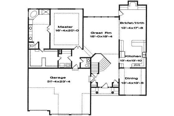 Floor Plan - Main Floor for Traditional House Plan #6-181 - 4 bed, 3.5 bath