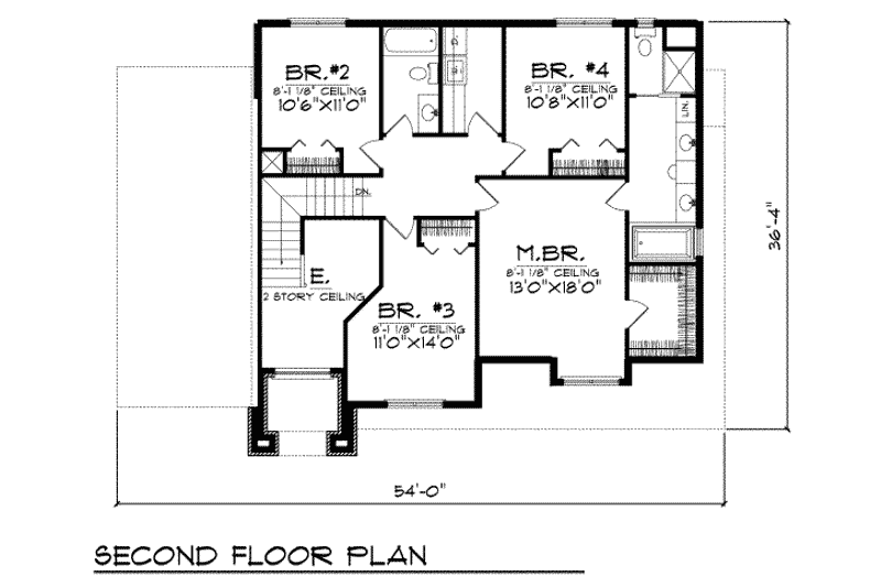 House Plan Design - Floor Plan - Upper Floor for Traditional House Plan #70-388 - 4 bed, 2.5 bath