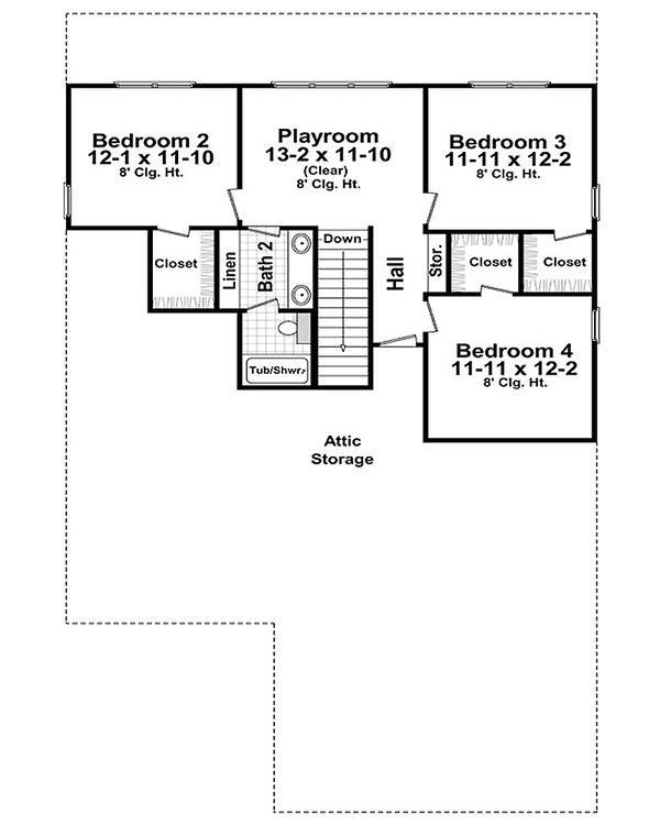 Craftsman Floor Plan - Upper Floor Plan #21-265