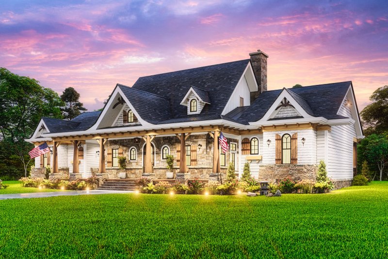 Dream House Plan - Exterior - Front Elevation 5 for Ranch House Plan #54-589 - 2 bed, 2.5 bath
