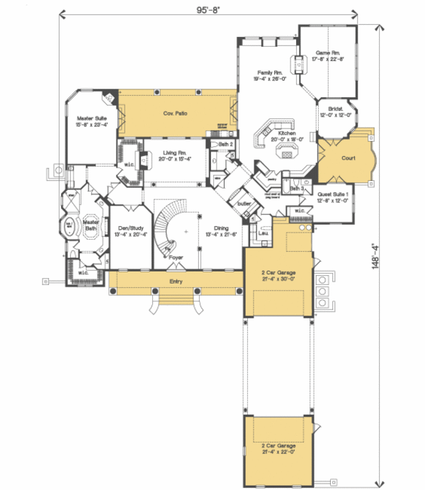 Southern Floor Plan - Main Floor Plan #135-185